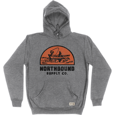 Northbound Supply Co. Mens Graphite Heather Fishing Pullover Hoodie