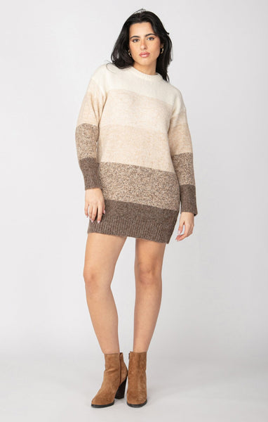 Dex Ladies Neutral Colourblock LS Sweater Dress