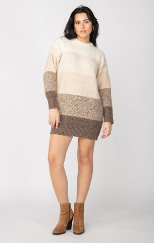 Dex Ladies Neutral Colourblock LS Sweater Dress