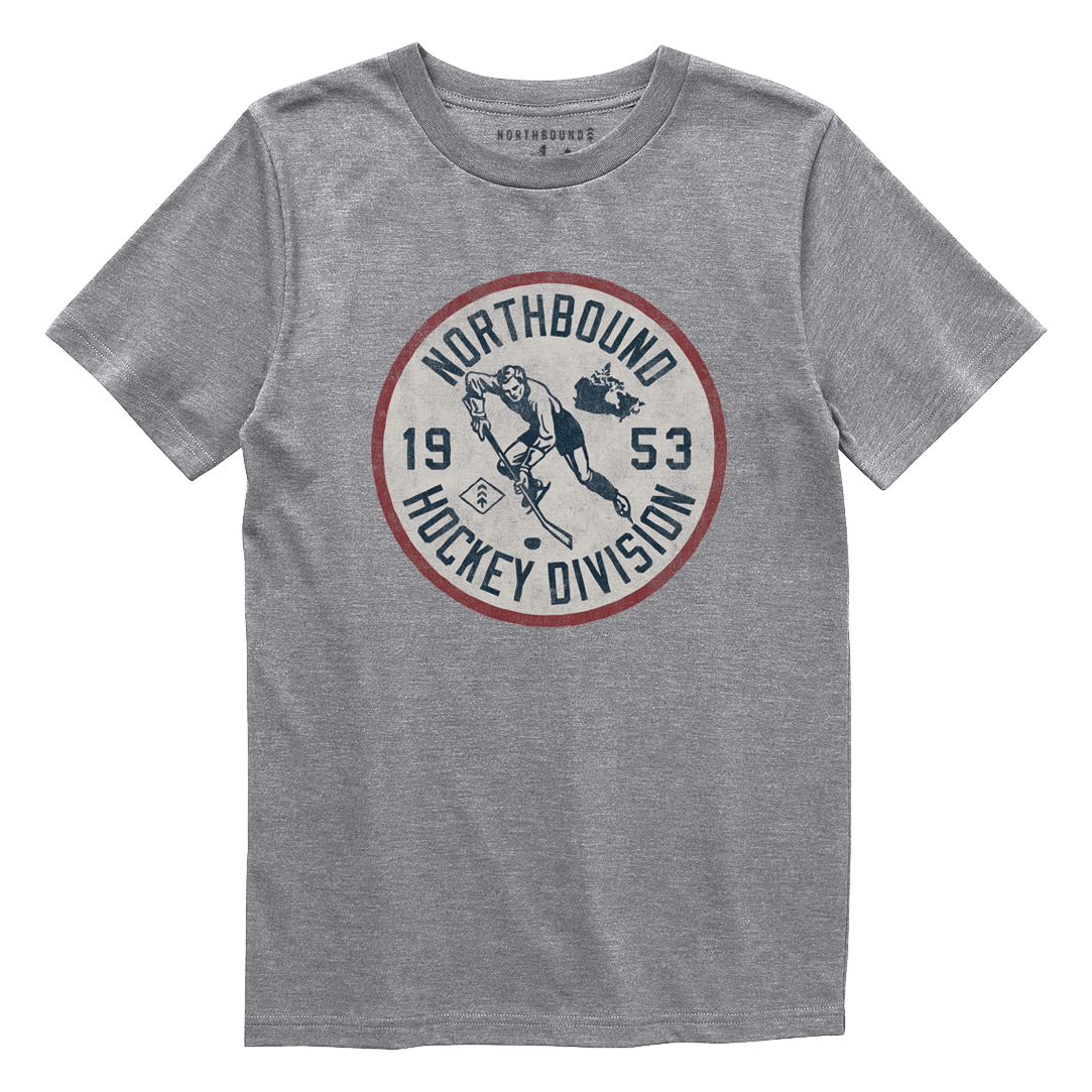 Northbound Supply Co. Boys Grey Heather Hockey Division Tshirt