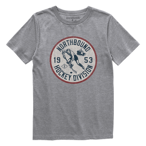 Northbound Supply Co. Boys Grey Heather Hockey Division Tshirt