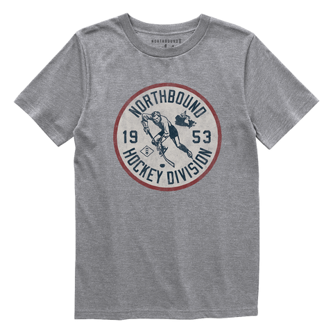 Northbound Supply Co. Boys Grey Heather Hockey Division Tshirt