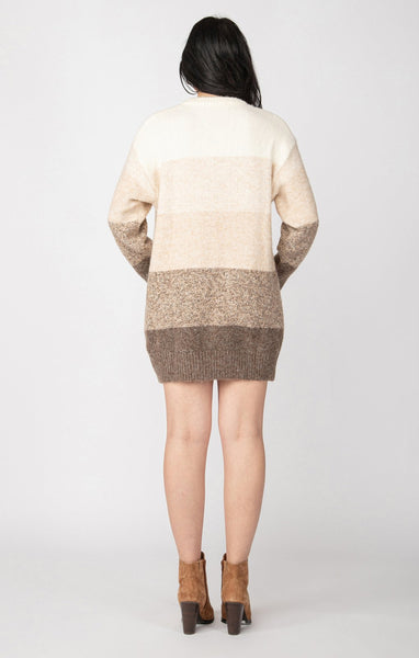 Dex Ladies Neutral Colourblock LS Sweater Dress