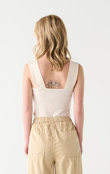 Dex Ladies Off White Wide Strap Square Neck Tank