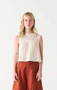 Dex Ladies Oatmeal Pointelle Knit Top