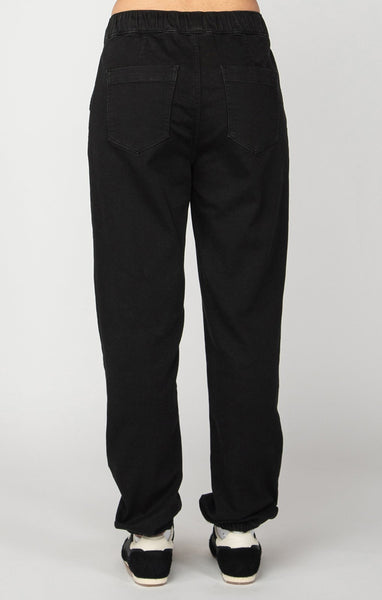 Dex Ladies Black Knit Denim Jogger