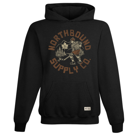 Northbound Supply Co. Mens Black Vintage Hockey Hoodie