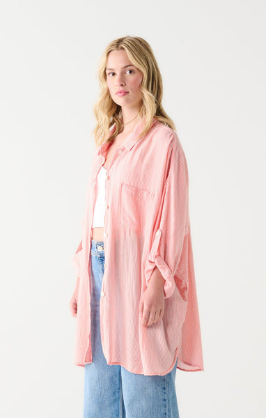 Dex Ladies Melon/White Stripe Oversized Shirt