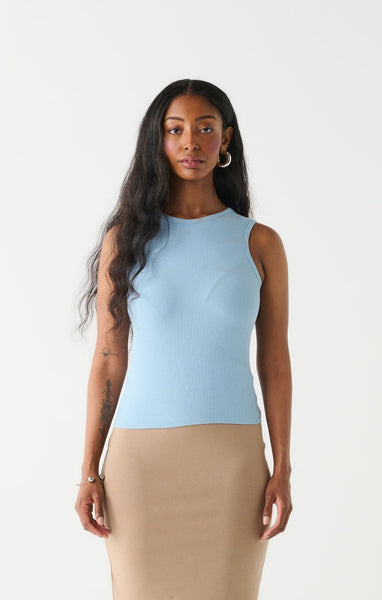 Dex Ladies Sky Blue Ribbed Tank