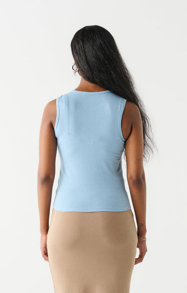 Dex Ladies Sky Blue Ribbed Tank