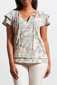 Tribal Ladies Peach Sun SS Peasant Top