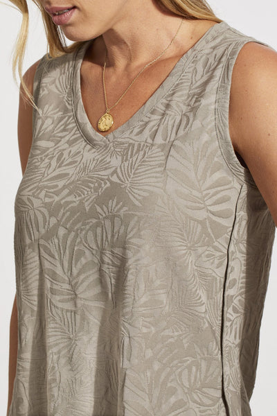 Tribal Ladies Dried Sage V-Neck Tank Top w/Curved Hem