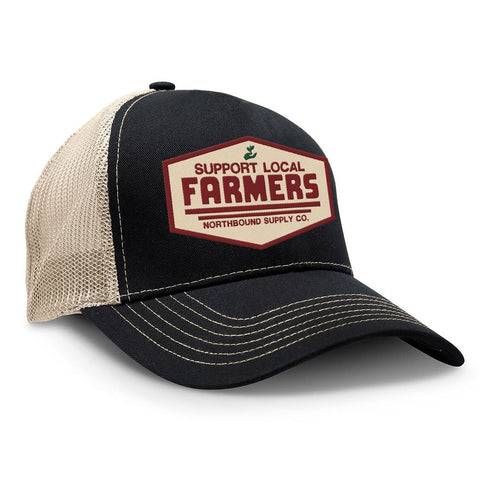 Northbound Supply Co. Black/Natural Support Local Farmers Trucker Hat