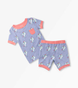 Hatley Girls Hydrangea Rainbow Pegasus Bamboo Short Pajama Set