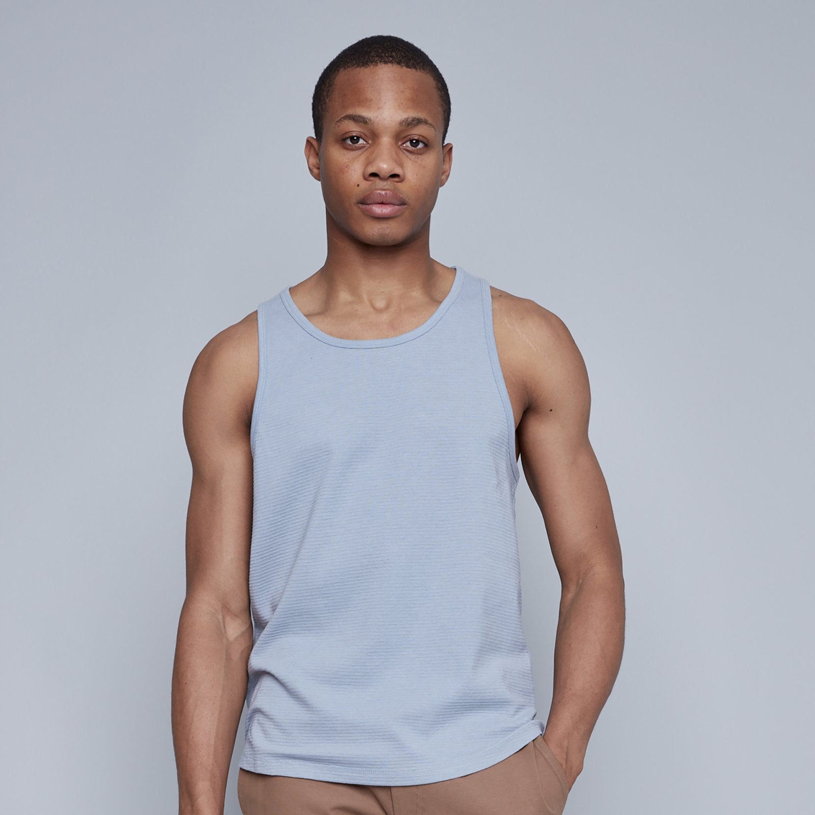 RD Style Mens Hedge Light Blue Melange Tank Top