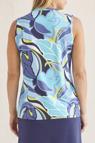 Tribal Ladies Jet Blue Sleeveless Top