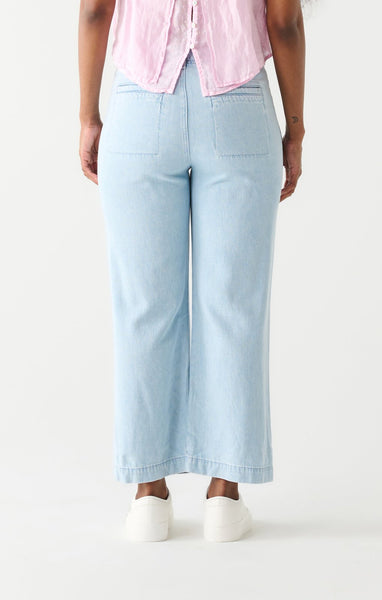 Dex Ladies Light Blue Wash Utility Wide Leg Crop