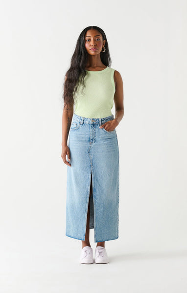 Dex Ladies Med Blue Wash Maxi Denim Skirt