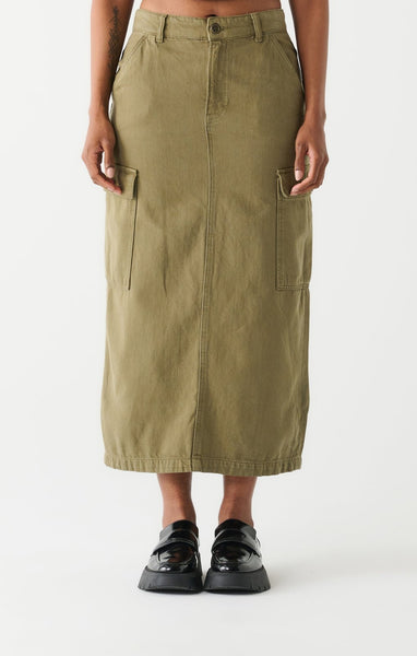 Dex Ladies Khaki Wash Utility Maxi Skirt