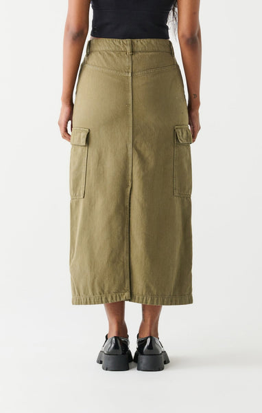 Dex Ladies Khaki Wash Utility Maxi Skirt