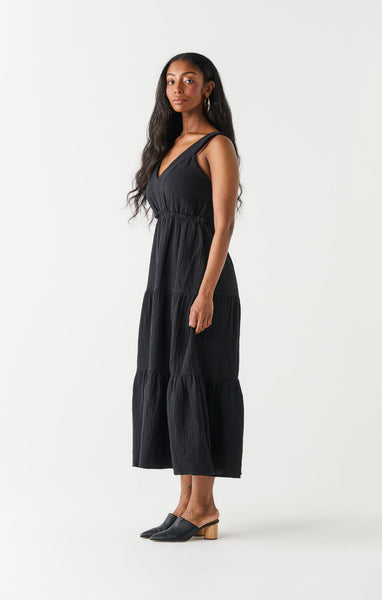 Dex Ladies Black Cotton Midi Dress