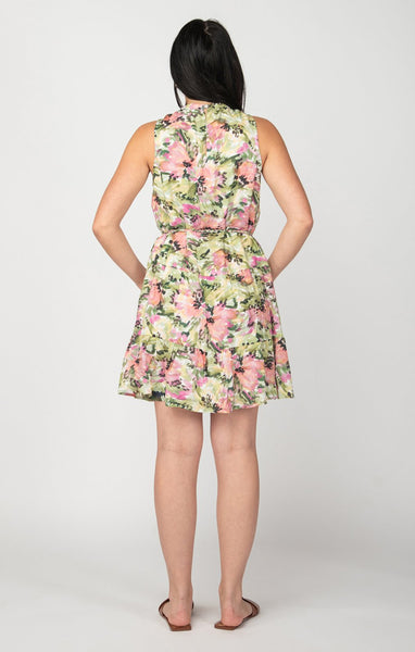 Dex Ladies Pink/Green Floral Print Dress