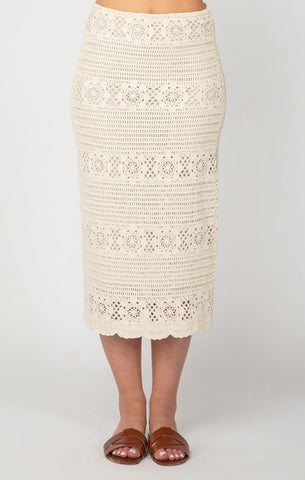 Dex Ladies Oatmeal Crochet Midi Skirt