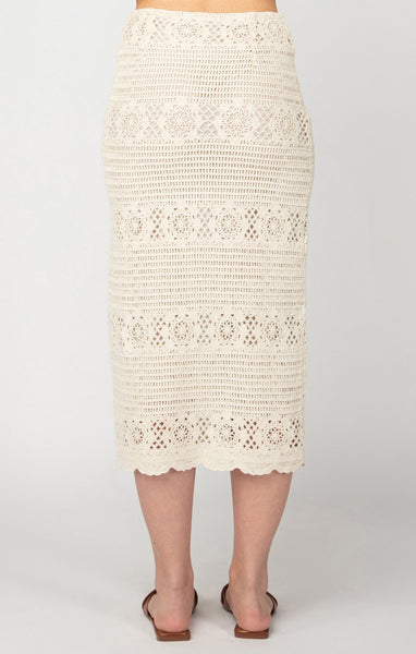 Dex Ladies Oatmeal Crochet Midi Skirt