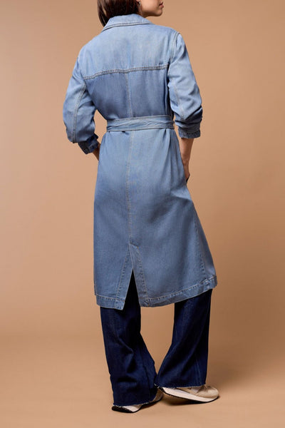 Tribal Ladies Soft Blue Denim Trench w/Removable Belt