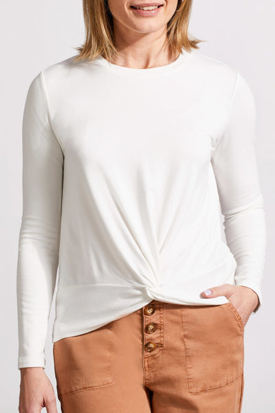 Tribal Ladies Cream Crewneck Top w/Knot Detail