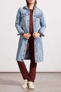 Tribal Ladies Washed Blue Long Denim Duster w/Pockets