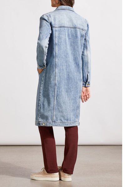 Tribal Ladies Washed Blue Long Denim Duster w/Pockets