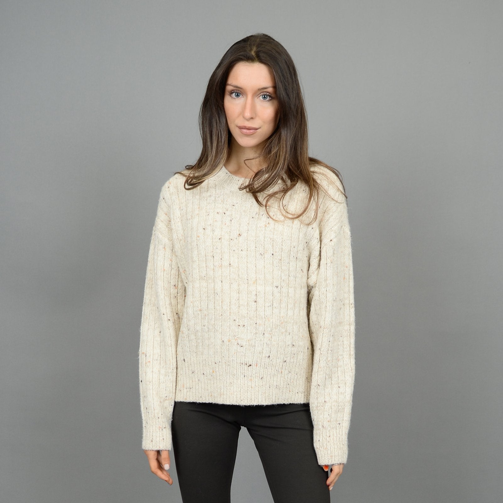 RD Style Ladies Natural Adalina LS Crewneck Pullover