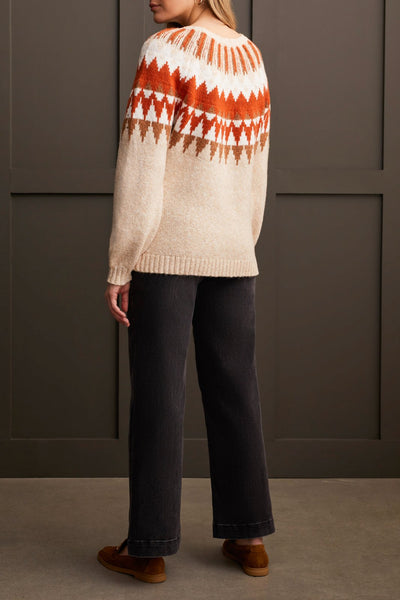 Tribal Ladies Cream LS Intarsia Sweater