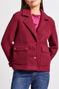 Tribal Ladies Port Wine Snap Front Closure Peacoat