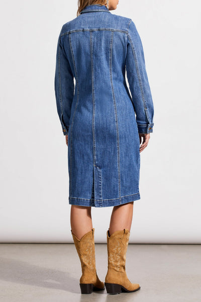 Tribal Ladies Port Blue Long Fitted Denim Dress Jacket