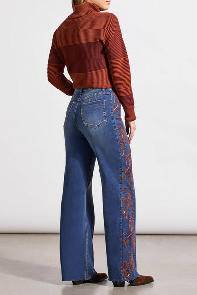 Tribal Ladies Bluewash Brooke Hugging Jeans w/Side Embroidery