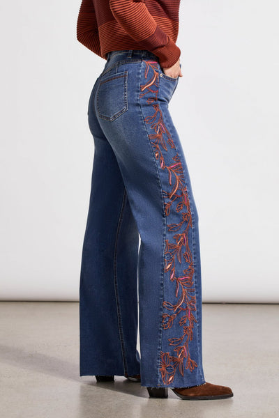 Tribal Ladies Bluewash Brooke Hugging Jeans w/Side Embroidery