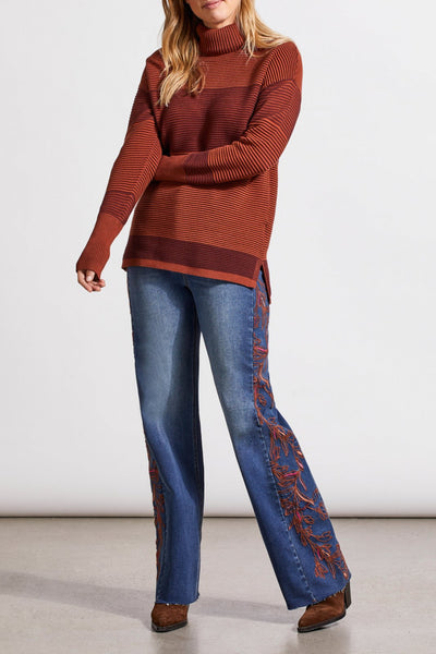 Tribal Ladies Marsala Turtleneck High Low Sweater