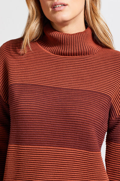 Tribal Ladies Marsala Turtleneck High Low Sweater