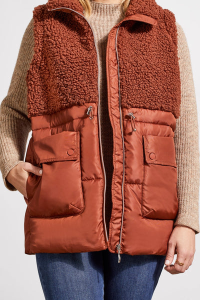 Tribal Ladies Marsala Sleeveless Sherpa Combo Vest