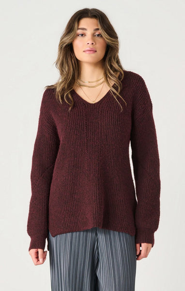 Dex Ladies Port Melange LS Textured Tunic Sweater