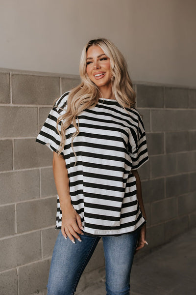 Ampersand Ave Ladies Seeing Stripes Boyfriend Tshirt