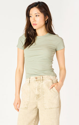 Dex Ladies Sage SS Ribbed Tshirt