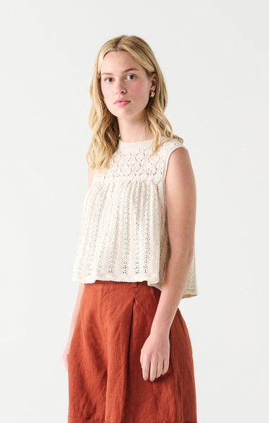 Dex Ladies Oatmeal Pointelle Knit Top