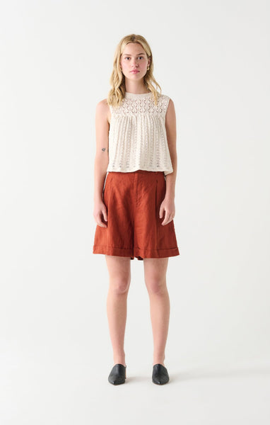 Dex Ladies Oatmeal Pointelle Knit Top