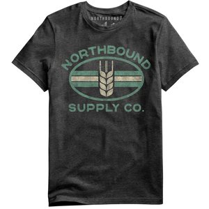 Northbound Supply Co. Mens Charcoal Heather Prairie Wheat Tshirt