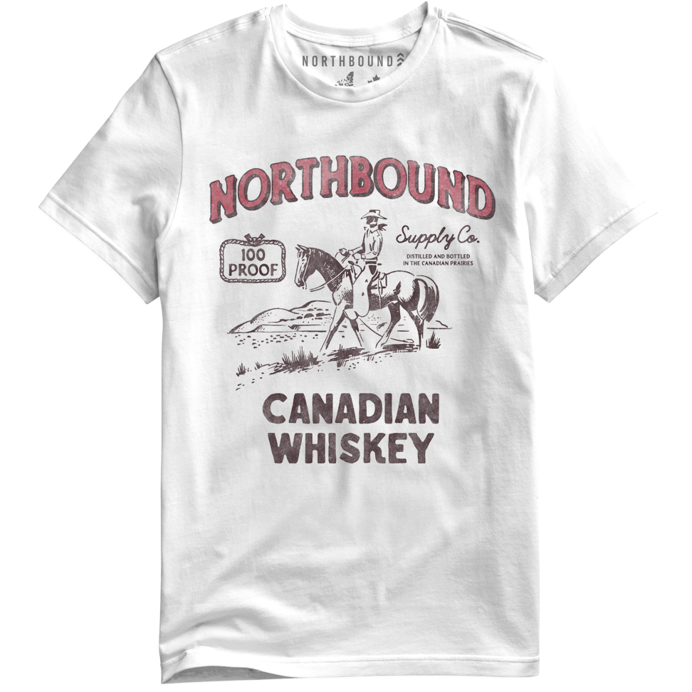 Northbound Supply Co. Mens Canadian Whiskey White Tshirt