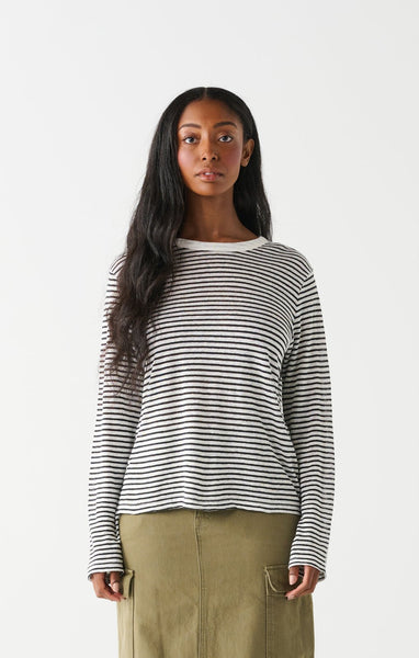 Dex Ladies Black/White Mini Stripe LS Top