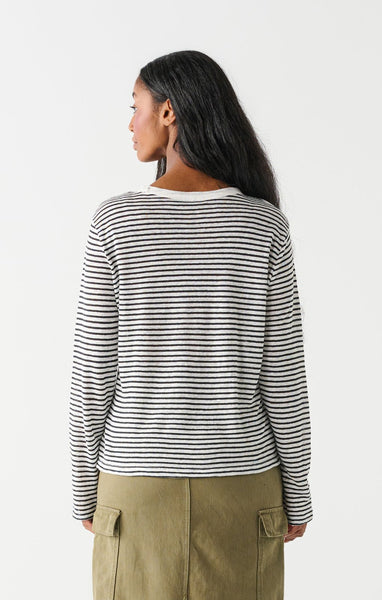 Dex Ladies Black/White Mini Stripe LS Top